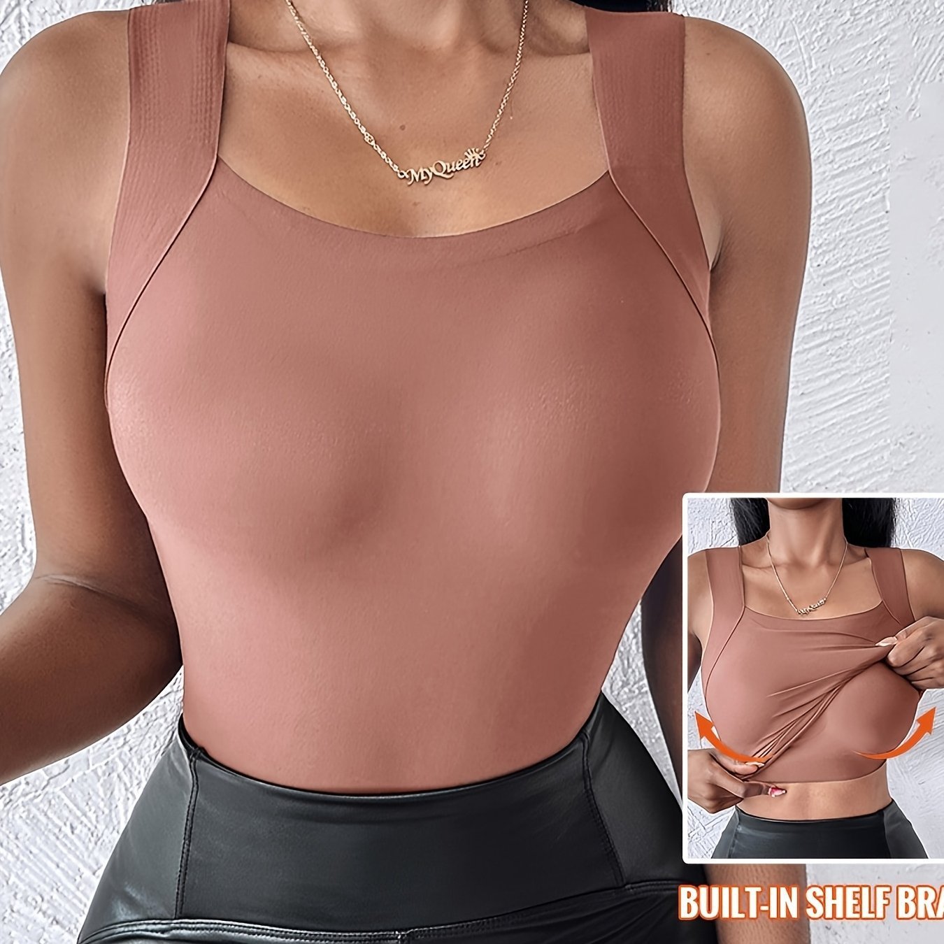 🏆Last Day Special Price ￡8.99!!💐Women's U Neck Tank Tops with Built-In Bra
