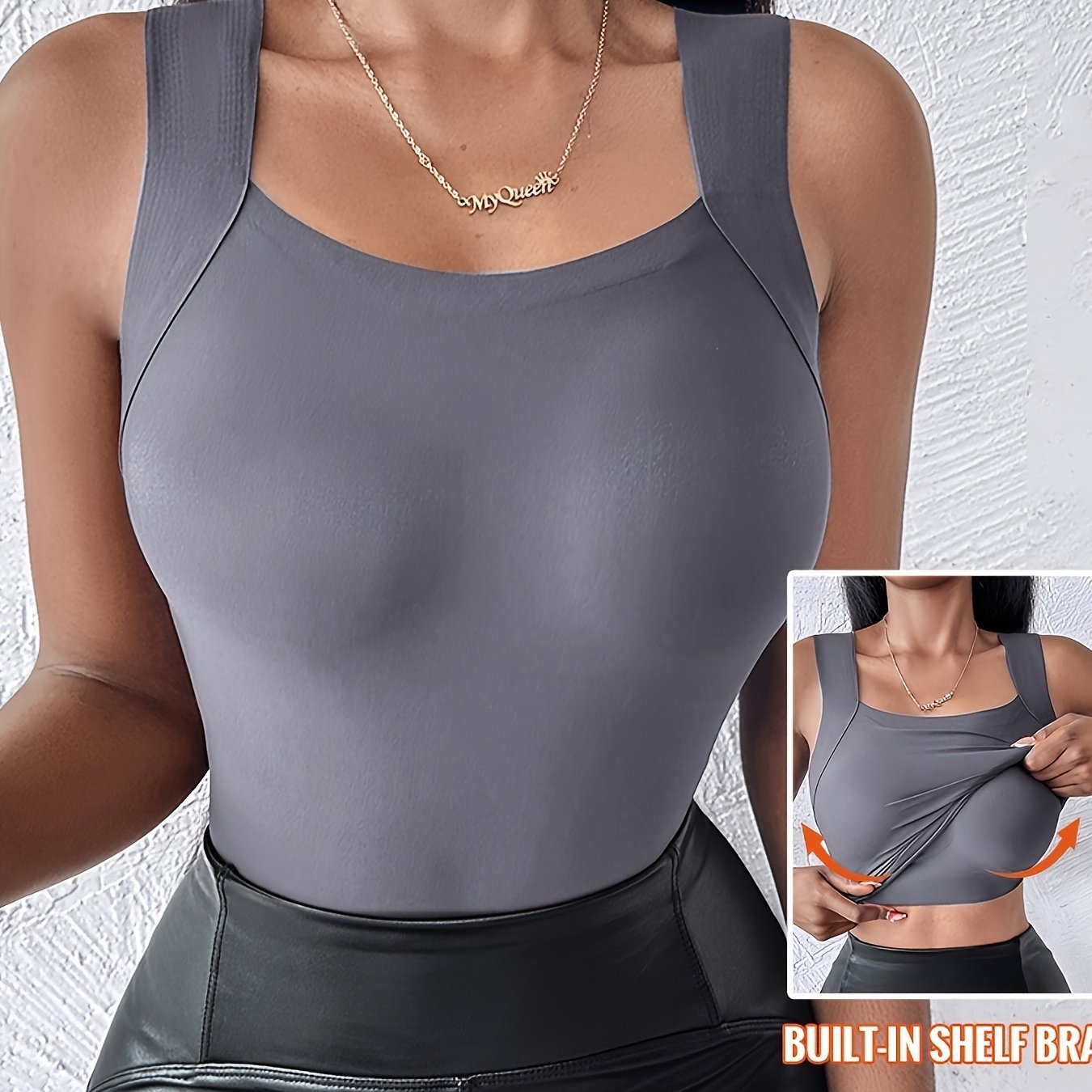 🏆Last Day Special Price ￡8.99!!💐Women's U Neck Tank Tops with Built-In Bra