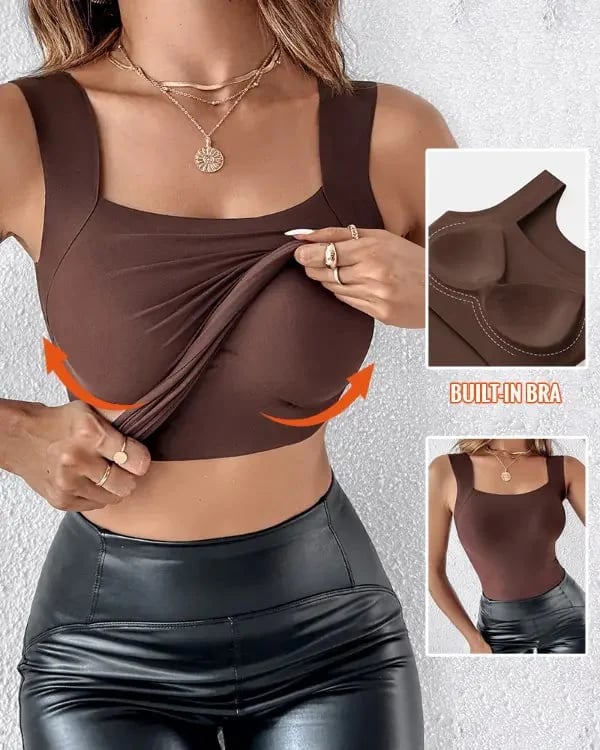 🏆Last Day Special Price ￡8.99!!💐Women's U Neck Tank Tops with Built-In Bra