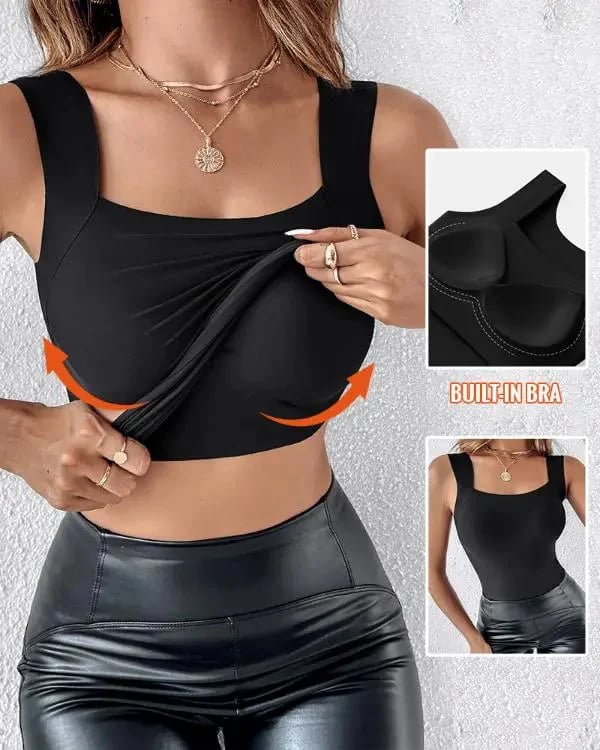 🏆Last Day Special Price ￡8.99!!💐Women's U Neck Tank Tops with Built-In Bra