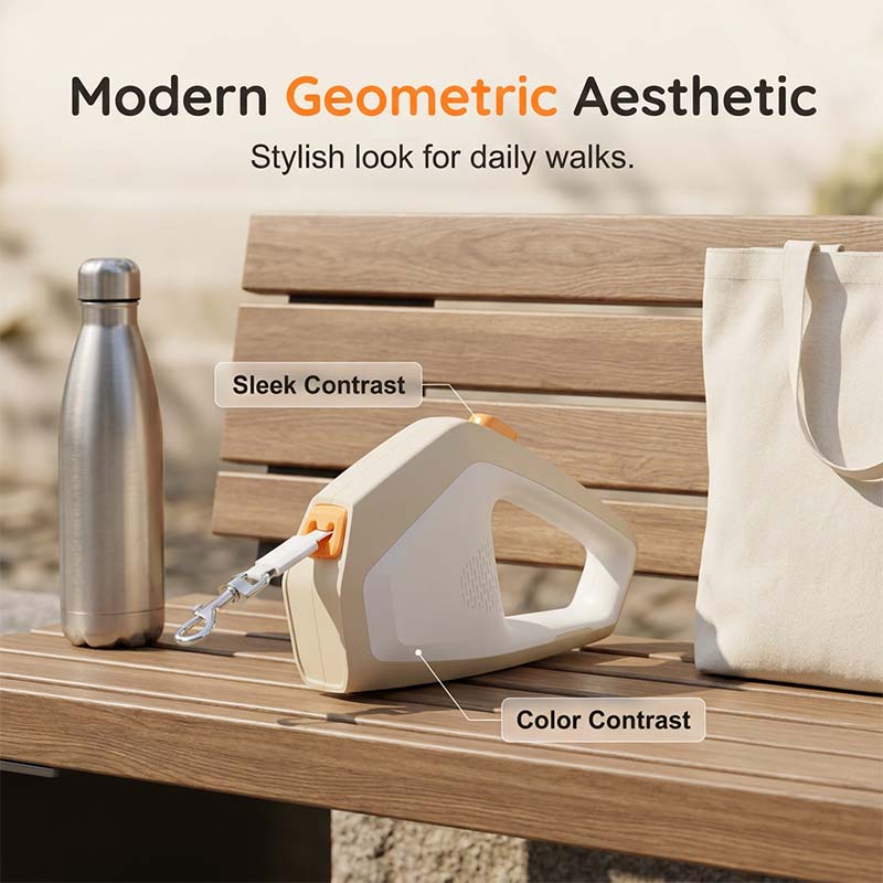 Geometric Retractable Pet Leash with One-Button Lock